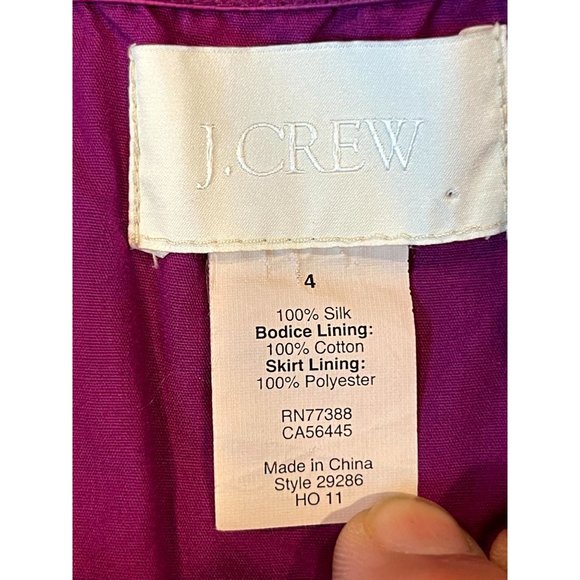 J. Crew Women's Dress Silk Chiffon Strapless Formal Raspberry Magenta Size 4 - Picture 7 of 8